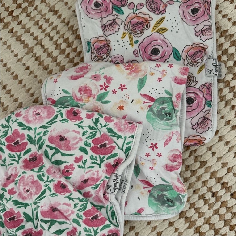 Copper Pearl burp cloths